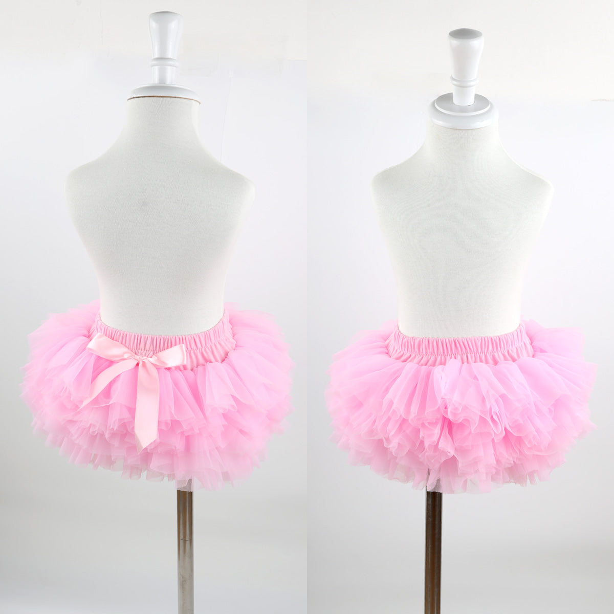 Baby Girls Super Soft Fluffy Pink Tutu Skirt and Headband Set with Diaper Cover