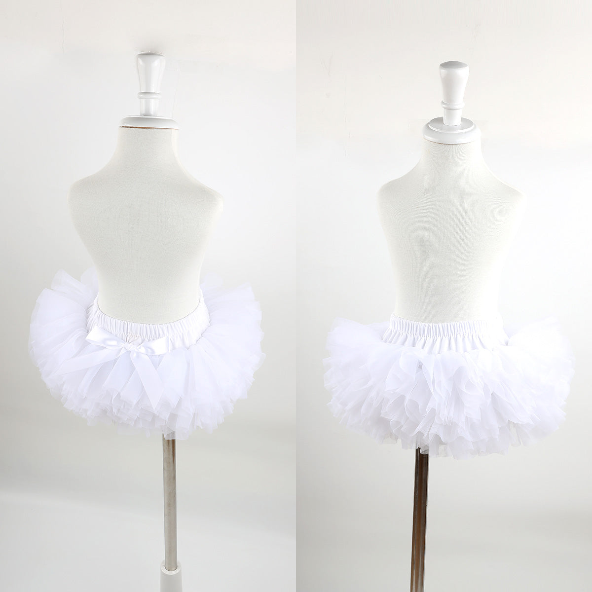 Baby Girls Super Soft Fluffy White Tutu Skirt and Headband Set with Diaper Cover