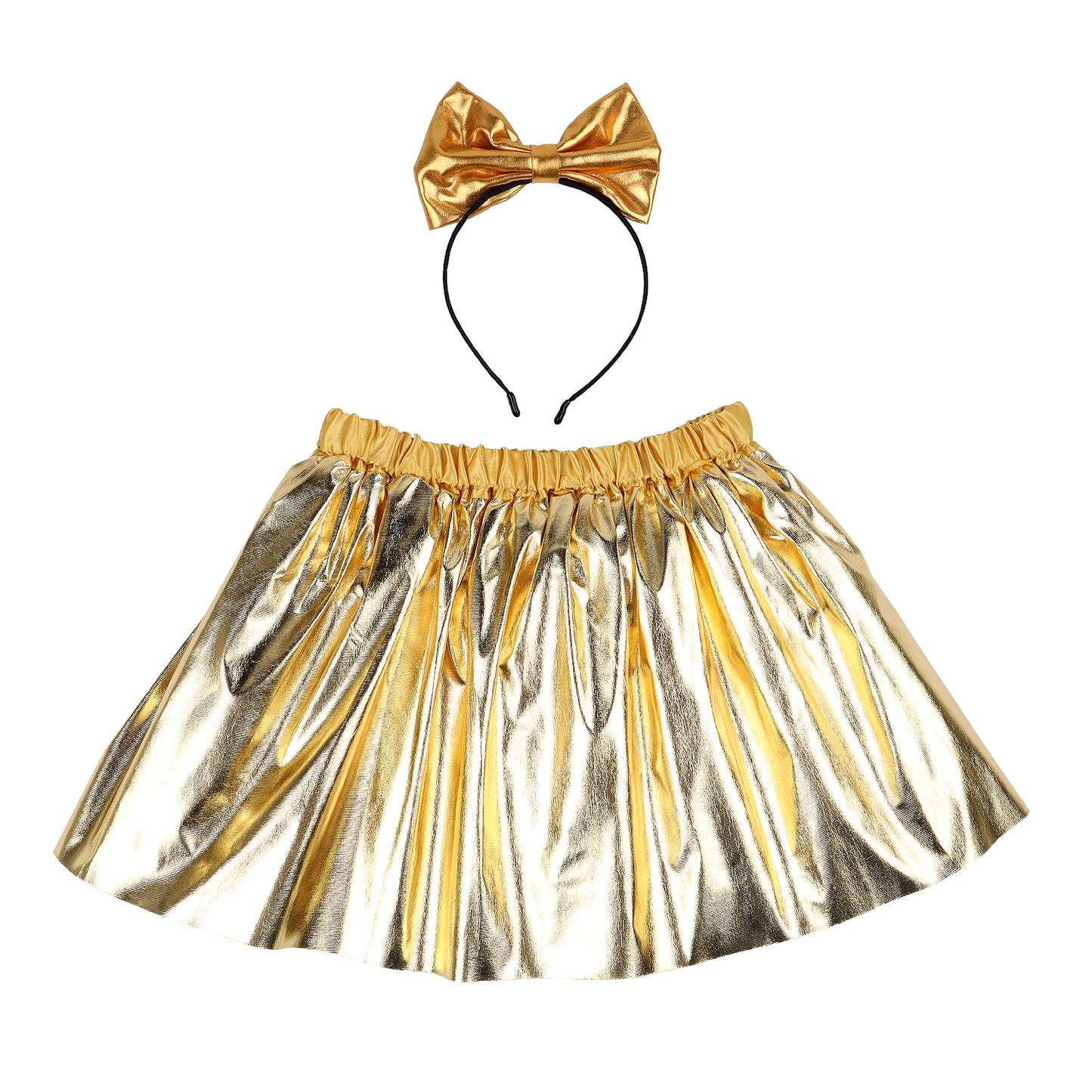 Toddler and Little Girls 3 Layers Sparkling Tutu Skirt with Bowknot Headband