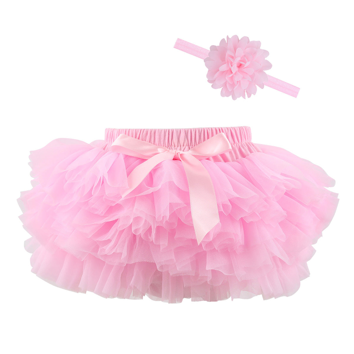 Baby Infant Girls Fluffy Soft Tutu Skirt (Skort) and Headband Suits