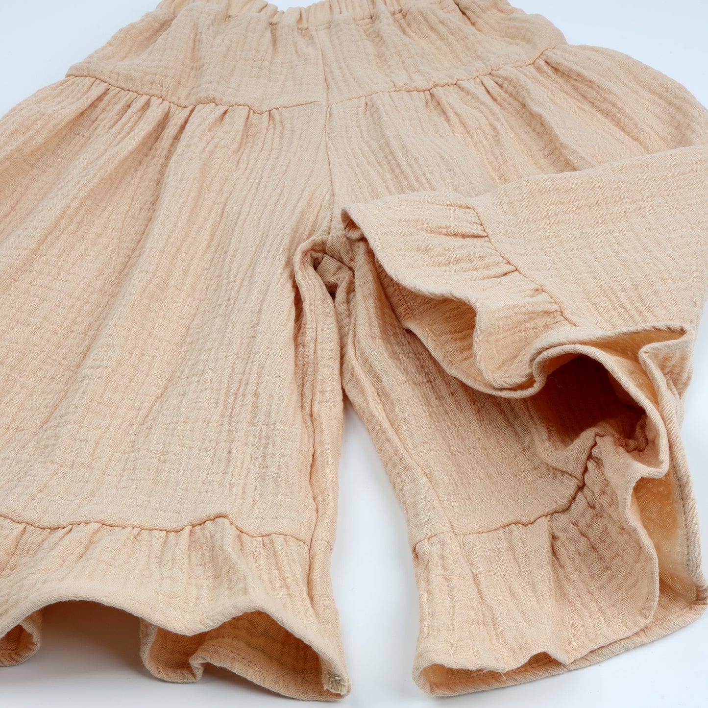 Baby and Little Girls Soft Cotton Gauze Wide Leg Ruffled Pants