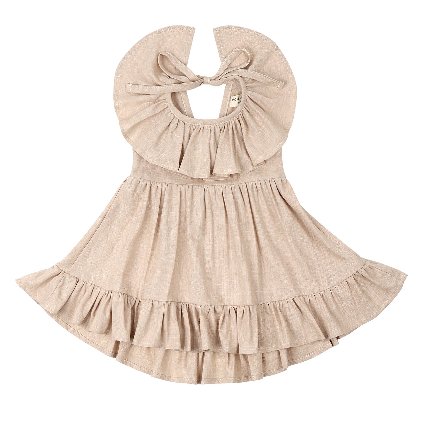 Baby Toddler Girls Plain Cotton Linen Ruffles Long Dress Sleeveless Flounces