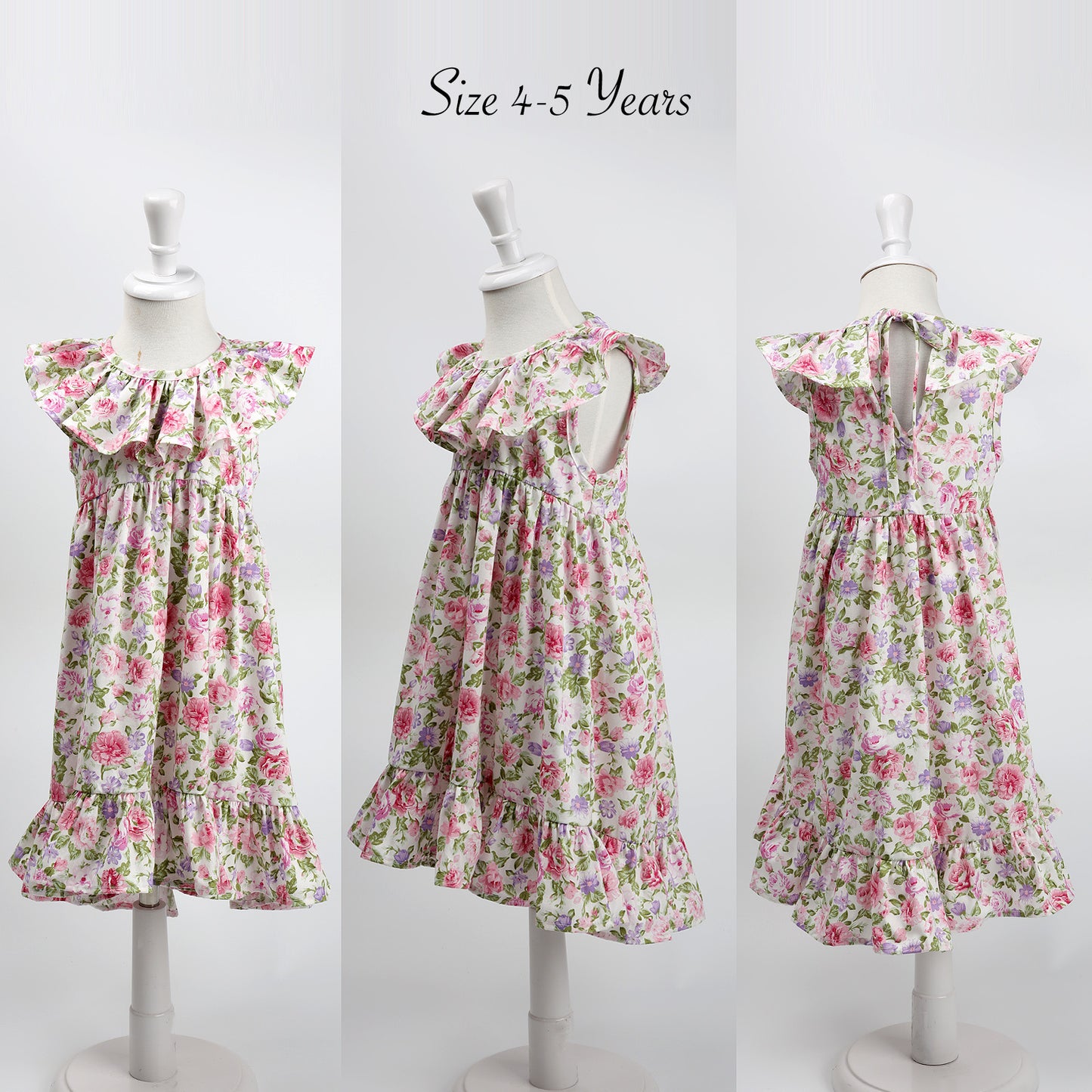 Baby Toddler Girls Cotton Floral Ruffles Long Dress Sleeveless Flounces