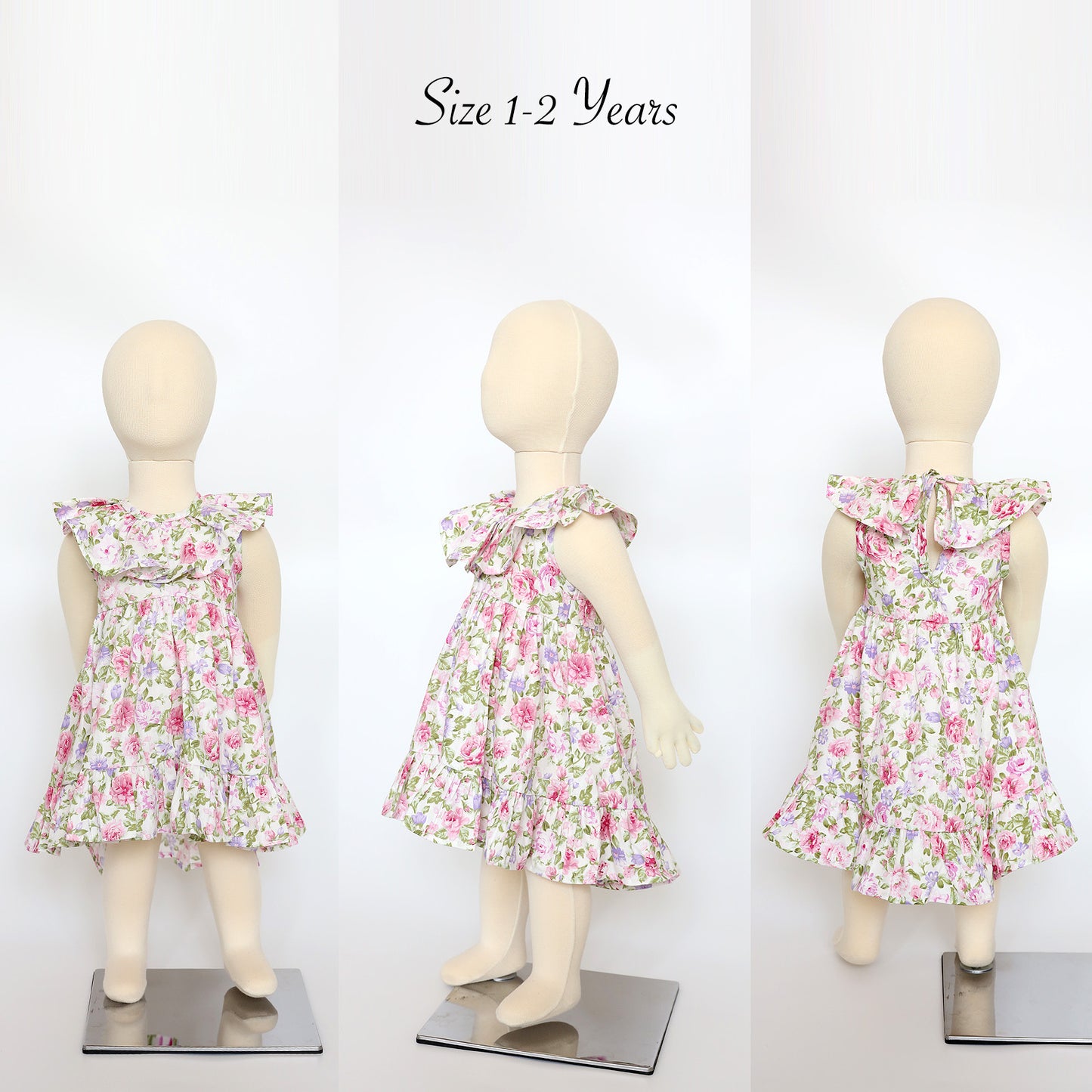 Baby Toddler Girls Cotton Floral Ruffles Long Dress Sleeveless Flounces