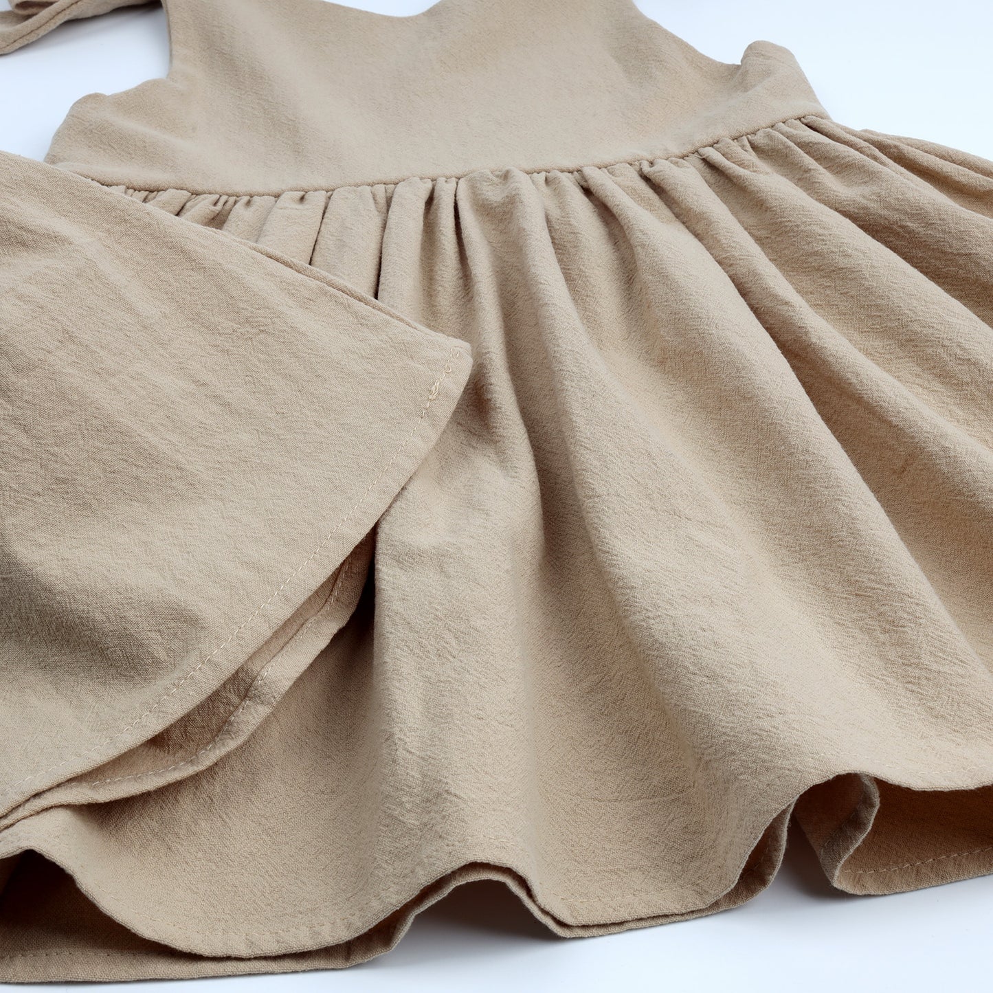 Baby Toddler Girls 100% Cotton Solid Color Slip Dress Cotton and Linen Texture Large Hemline