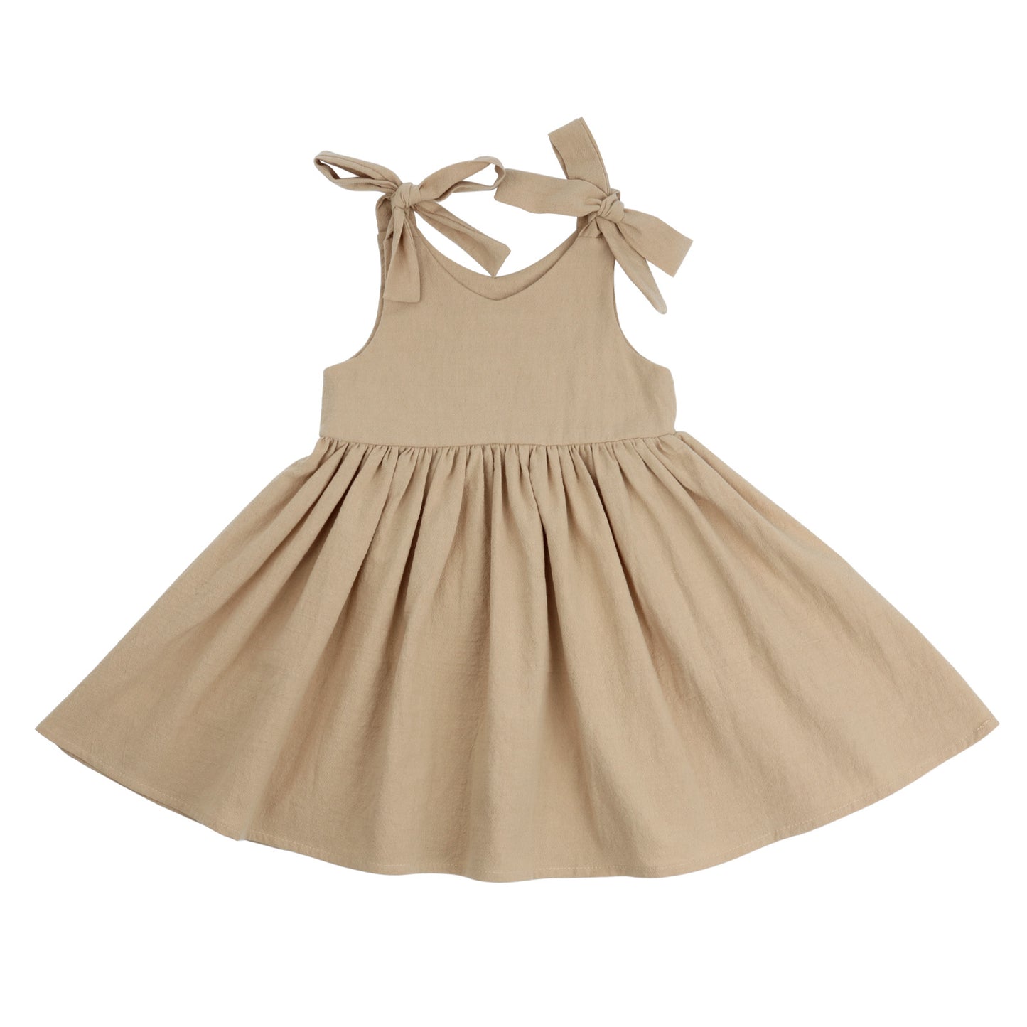 Baby Toddler Girls 100% Cotton Solid Color Slip Dress Cotton and Linen Texture Large Hemline