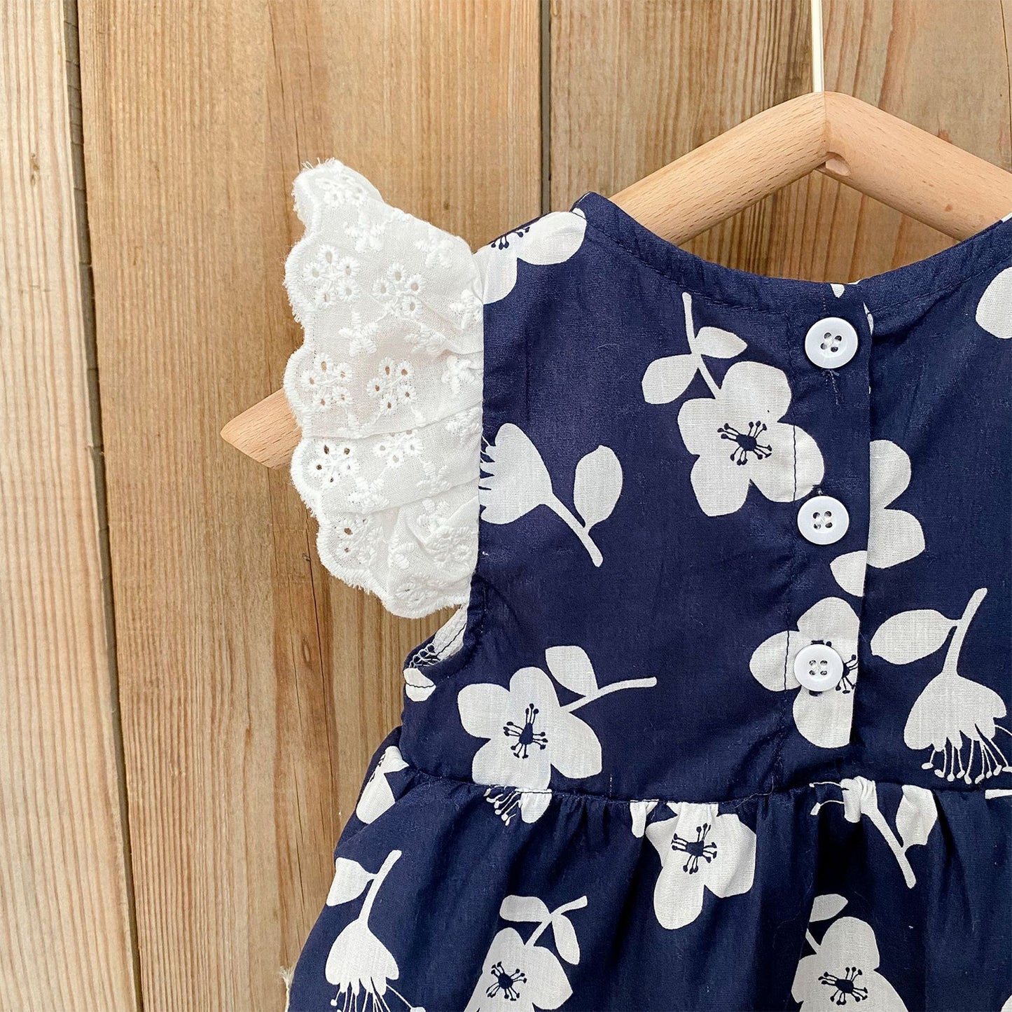 Baby Toddler Girls Lace Flutter Sleeves Dress with Diaper Cover
