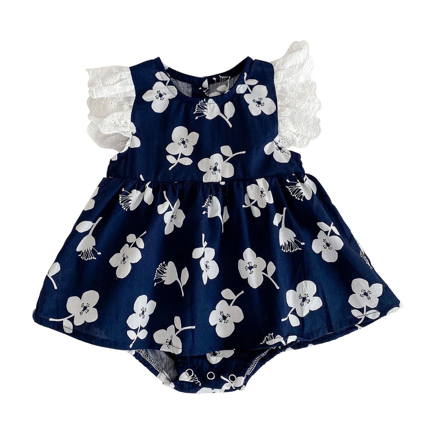 Baby Toddler Girls Lace Flutter Sleeves Dress with Diaper Cover