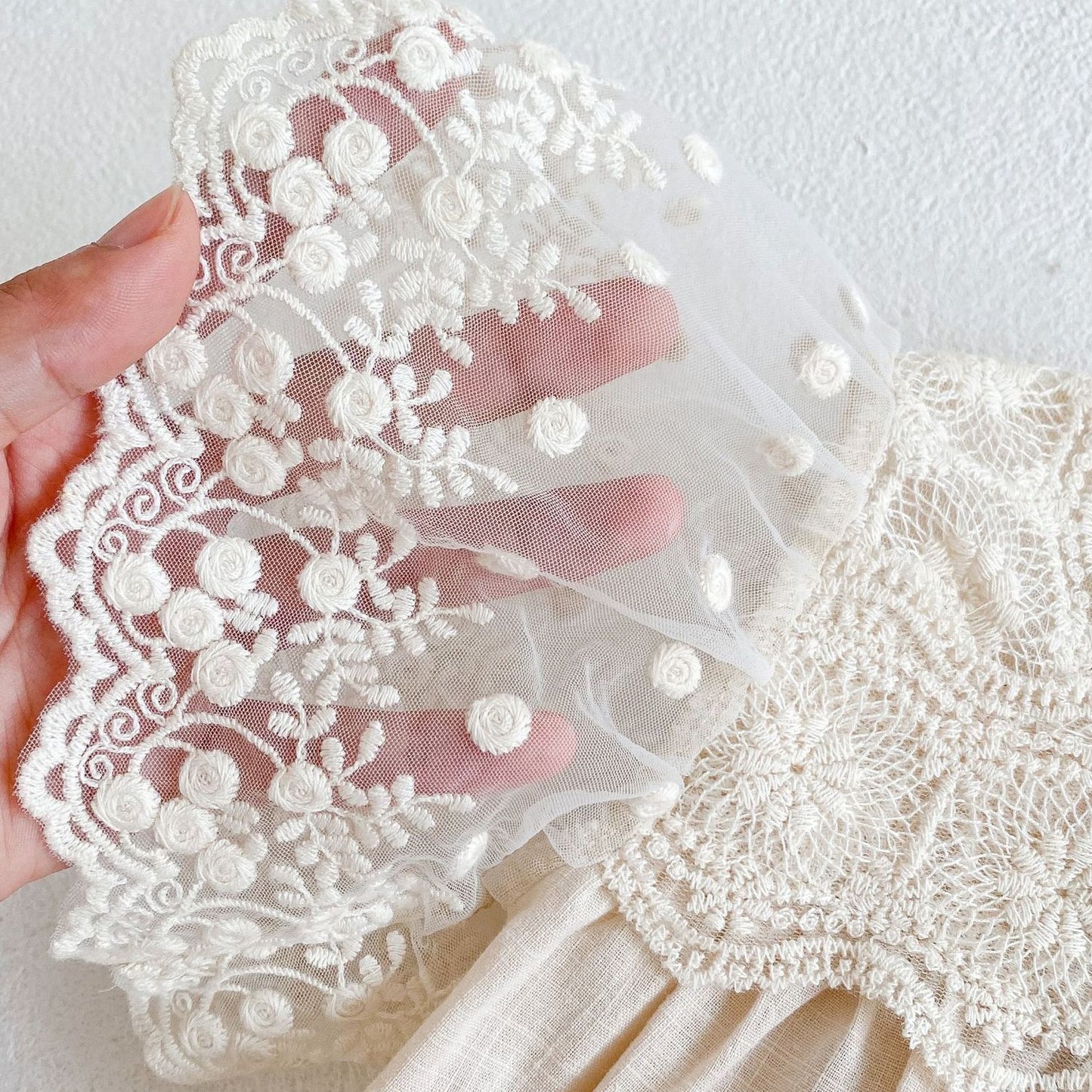 Baby Girls Lace Big Flutter Sleeves Bodysuit