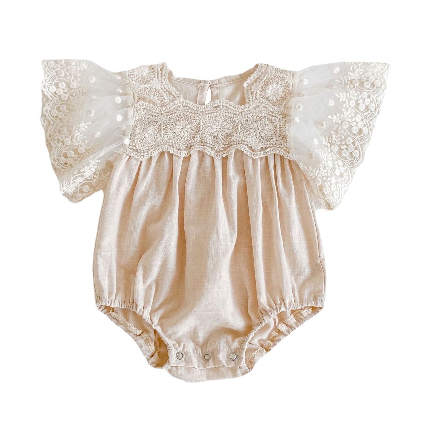 Baby Girls Lace Big Flutter Sleeves Bodysuit