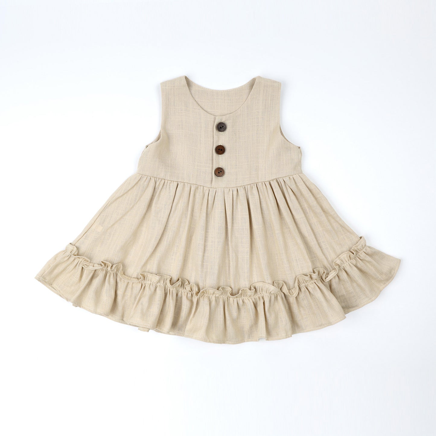 Baby Girls Cotton Linen Sleeveless Dress and Shorts 2PCS Sets