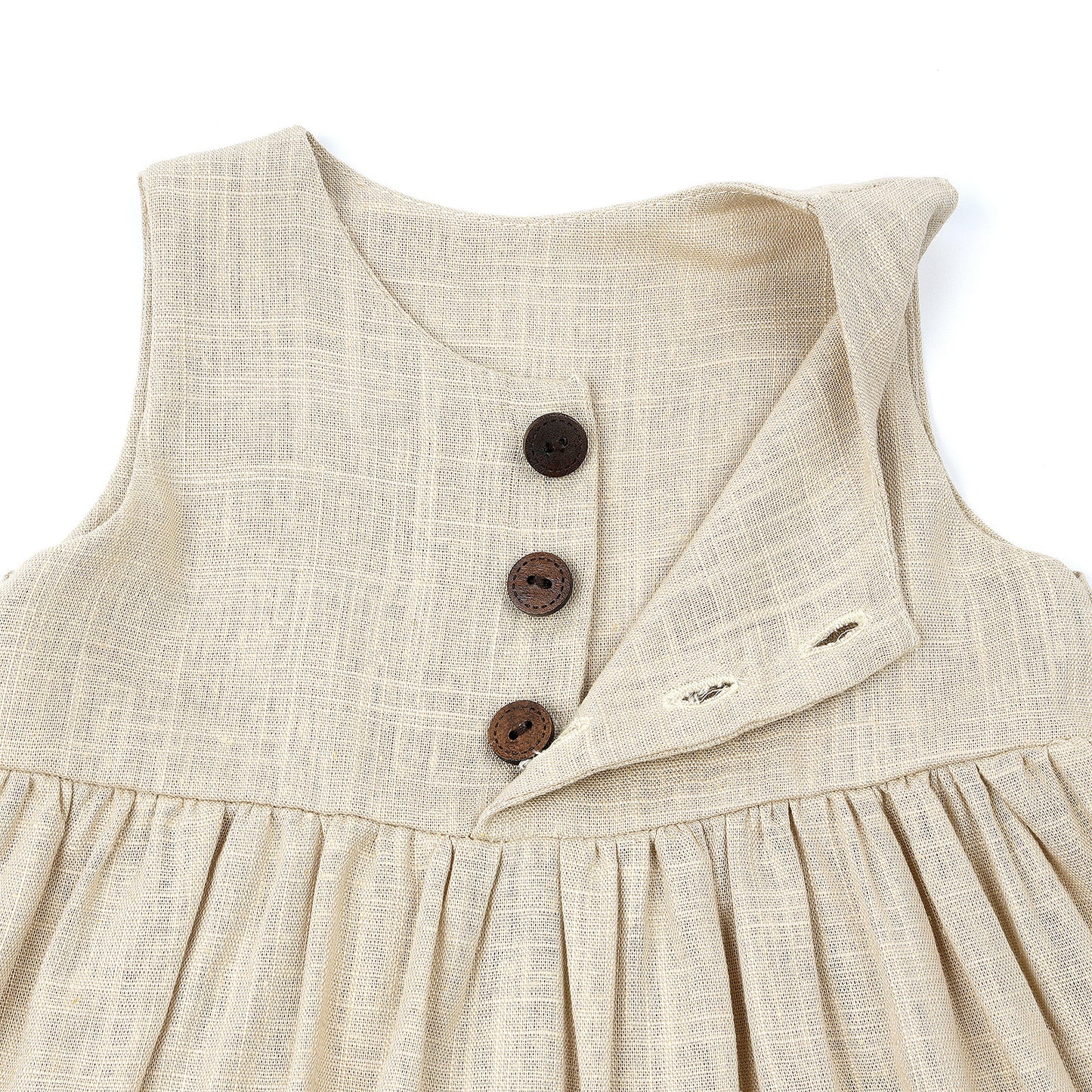 Baby Girls Cotton Linen Sleeveless Dress and Shorts 2PCS Sets