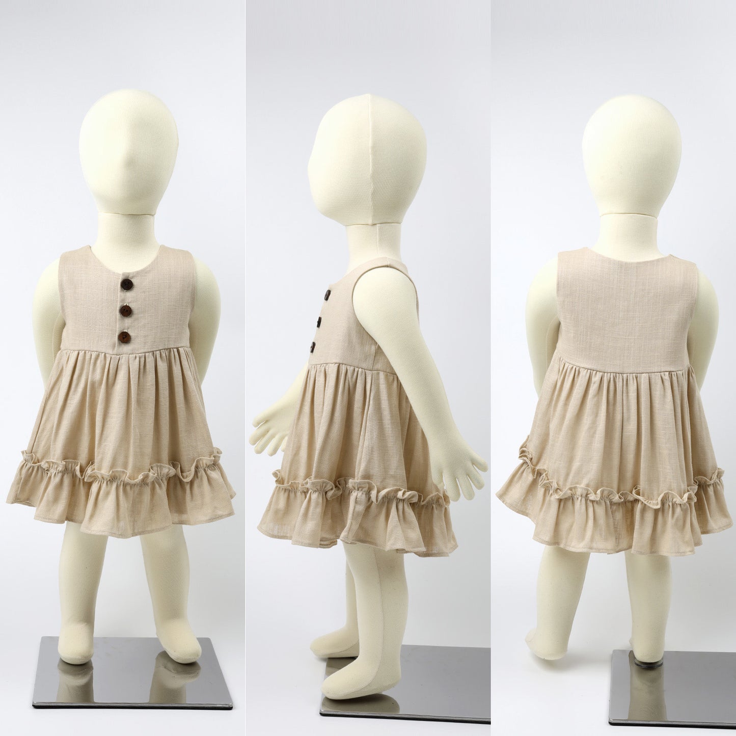 Baby Girls Cotton Linen Sleeveless Dress and Shorts 2PCS Sets