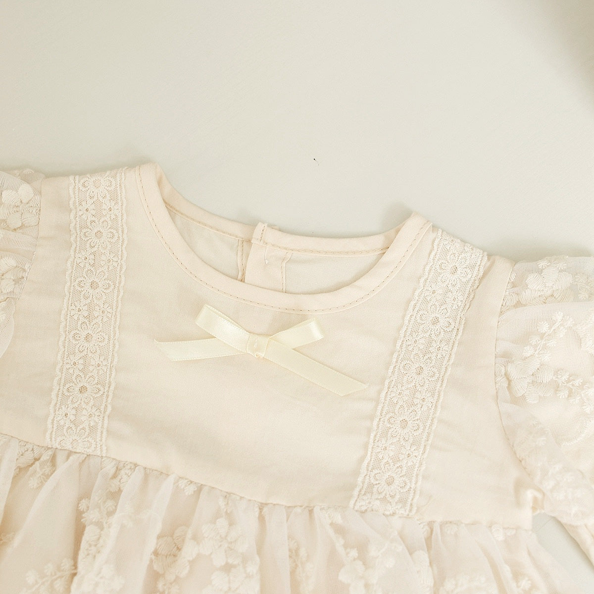 Baby Infant Girls' Lace Beige Bodysuits Dress with Headband