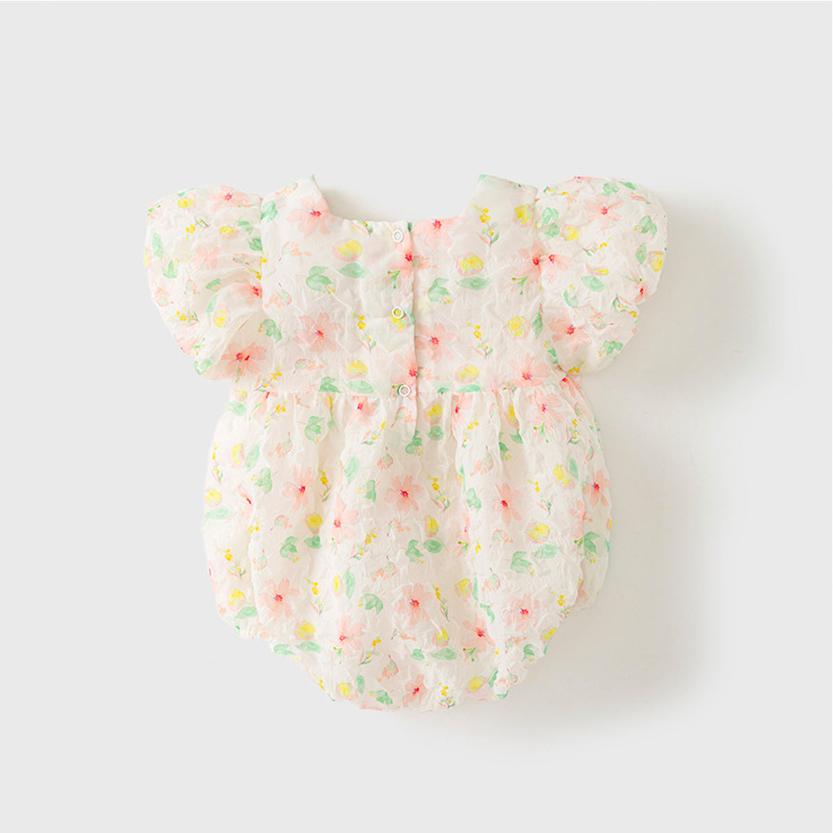 Baby Infant Girls Puff Sleeves Flower Bodysuits with Headband 2PCS Set