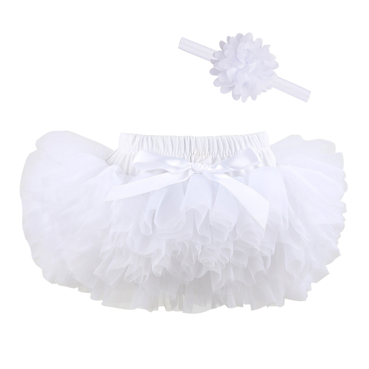 Baby Infant Girls Fluffy Soft Tutu Skirt (Skort) and Headband Suits