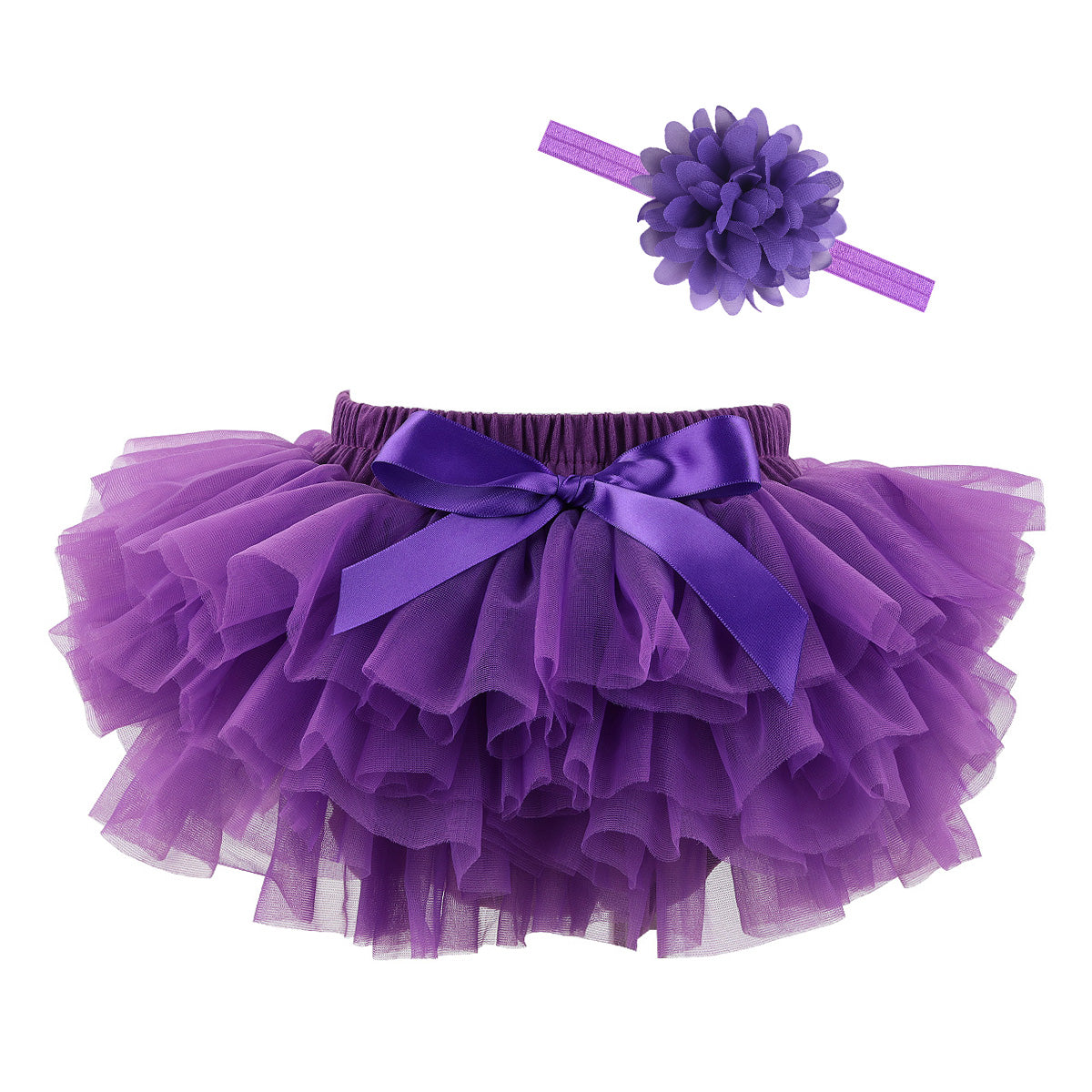 Baby Infant Girls Fluffy Soft Tutu Skirt (Skort) and Headband Suits