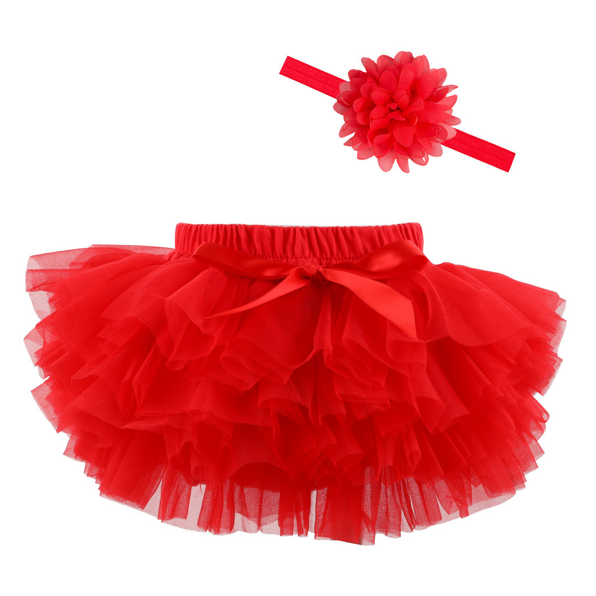 Baby Infant Girls Fluffy Soft Tutu Skirt (Skort) and Headband Suits