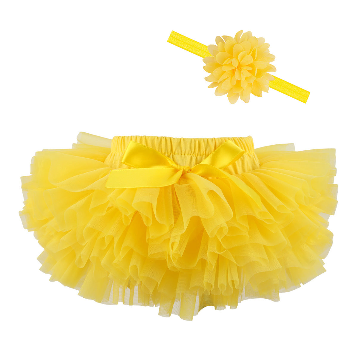 Baby Infant Girls Fluffy Soft Tutu Skirt (Skort) and Headband Suits