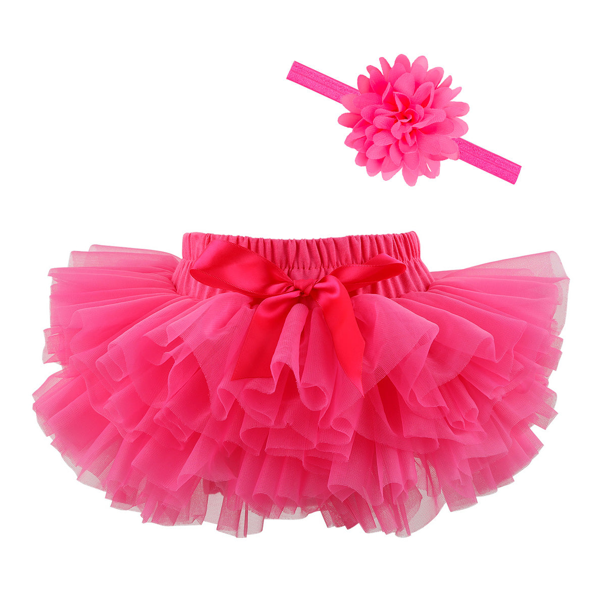 Baby Infant Girls Fluffy Soft Tutu Skirt (Skort) and Headband Suits