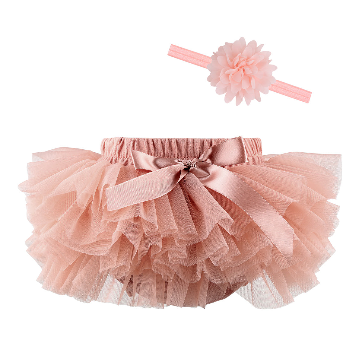 Baby Infant Girls Fluffy Soft Tutu Skirt (Skort) and Headband Suits