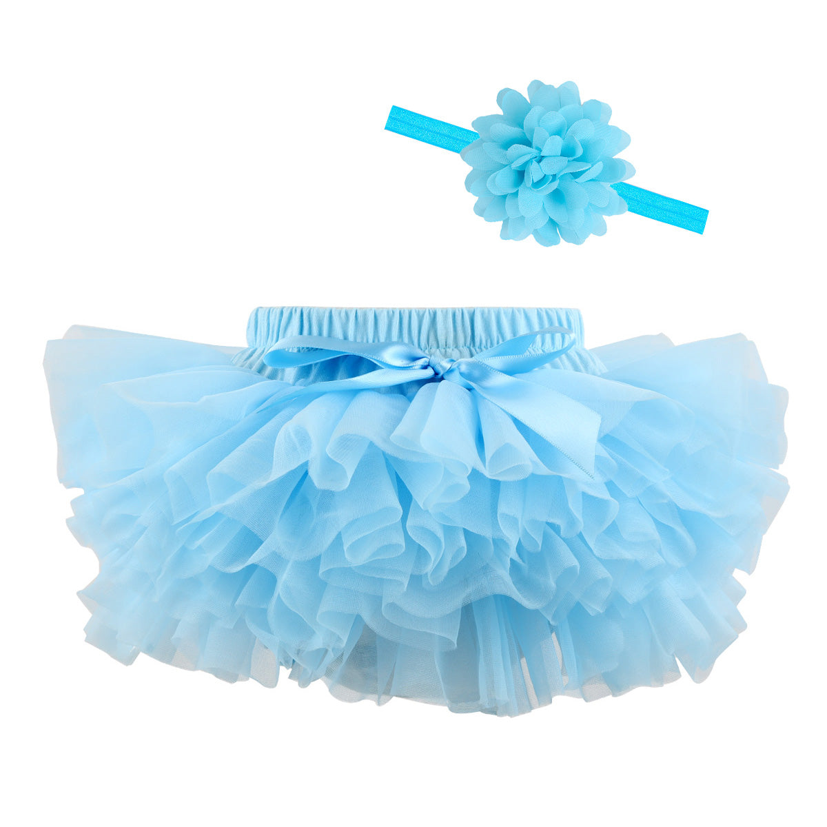 Baby Infant Girls Fluffy Soft Tutu Skirt (Skort) and Headband Suits