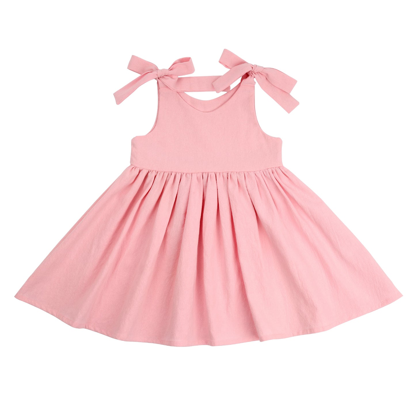 Baby Toddler Girls 100% Cotton Solid Color Slip Dress Cotton and Linen Texture Large Hemline