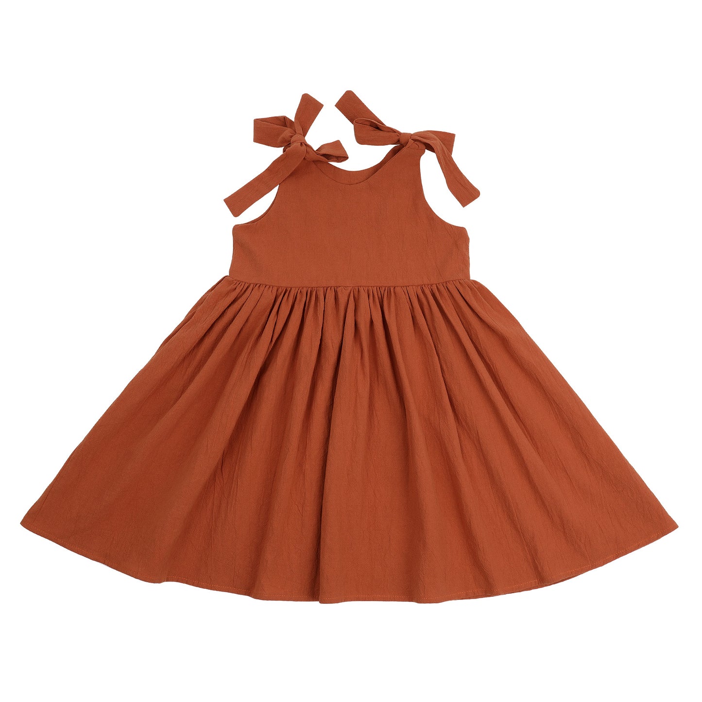 Baby Toddler Girls 100% Cotton Solid Color Slip Dress Cotton and Linen Texture Large Hemline