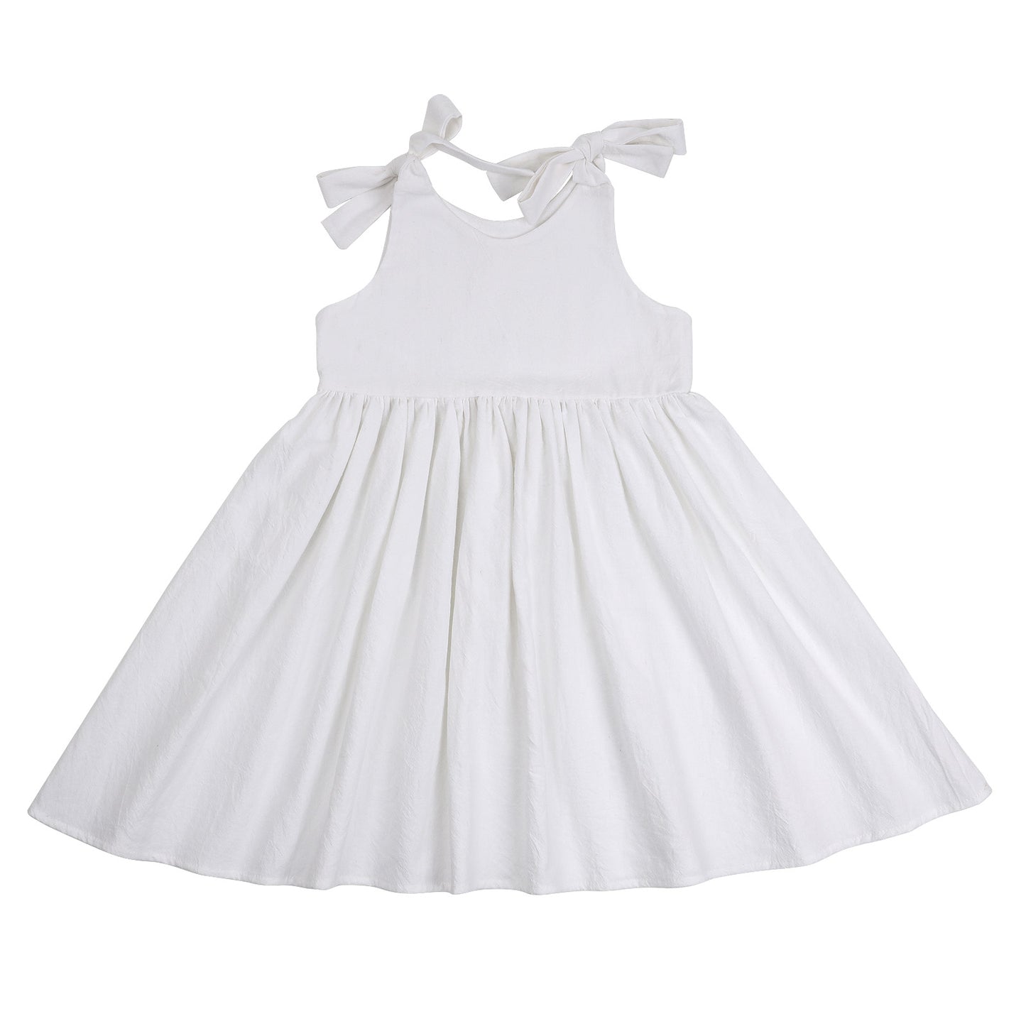 Baby Toddler Girls 100% Cotton Solid Color Slip Dress Cotton and Linen Texture Large Hemline