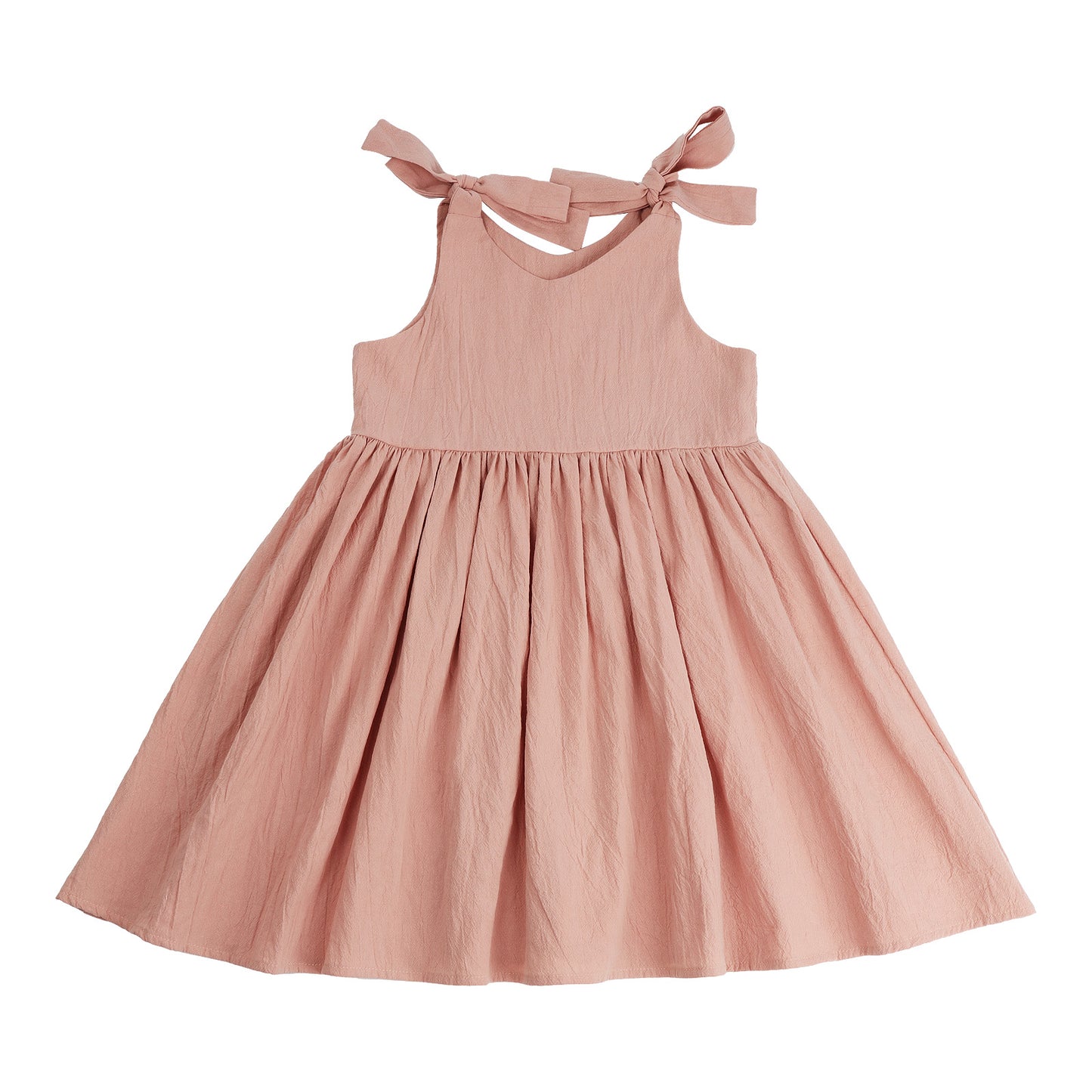 Baby Toddler Girls 100% Cotton Solid Color Slip Dress Cotton and Linen Texture Large Hemline