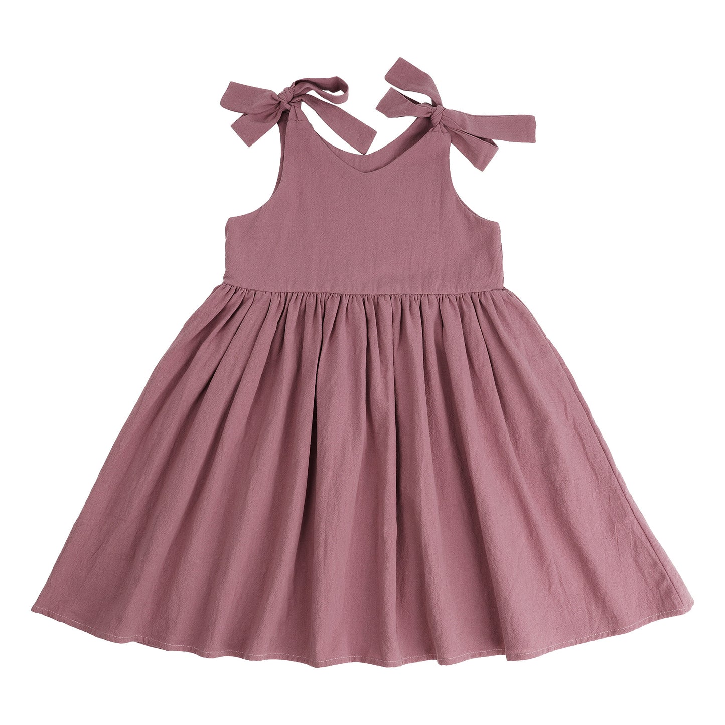 Baby Toddler Girls 100% Cotton Solid Color Slip Dress Cotton and Linen Texture Large Hemline