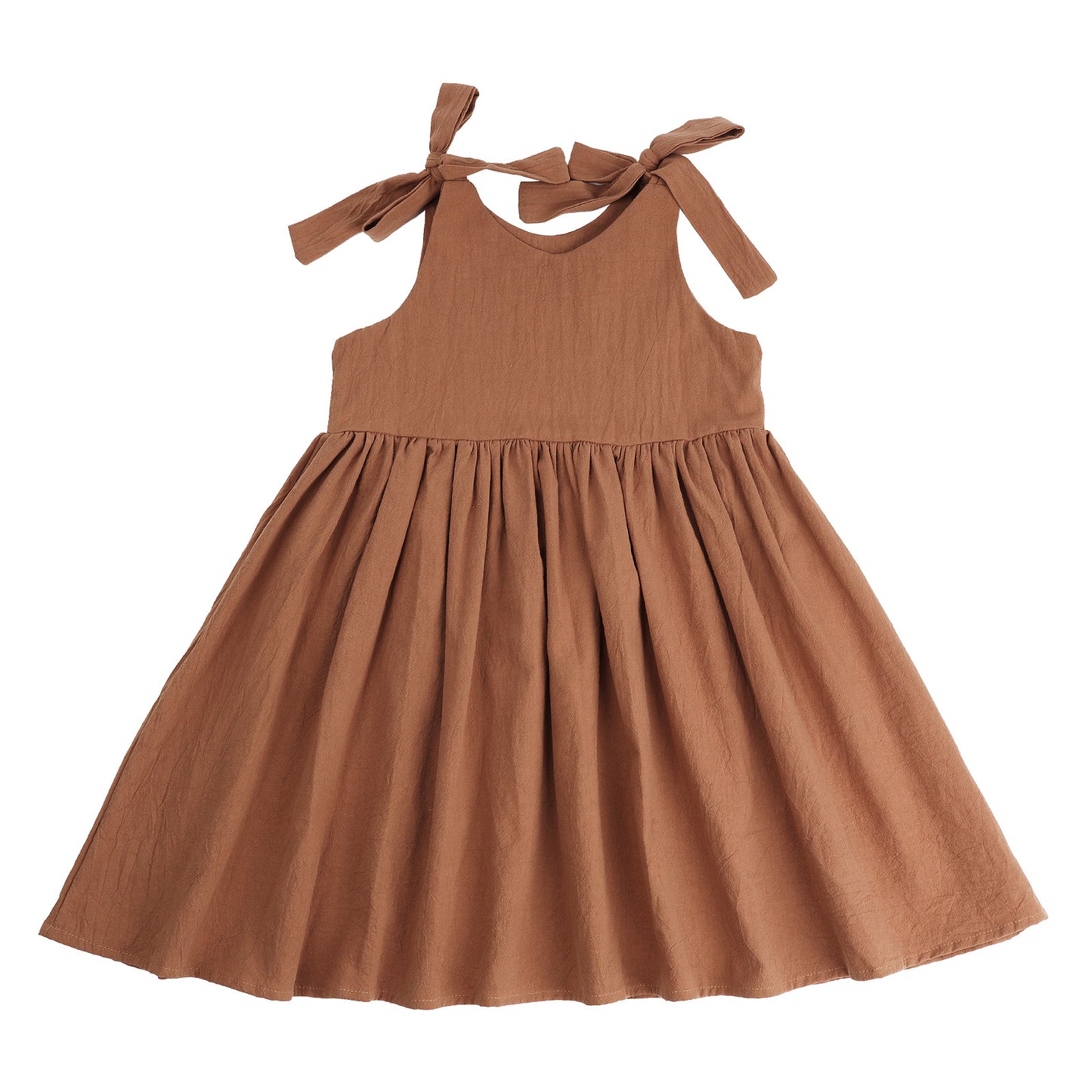 Baby Toddler Girls 100% Cotton Solid Color Slip Dress Cotton and Linen Texture Large Hemline