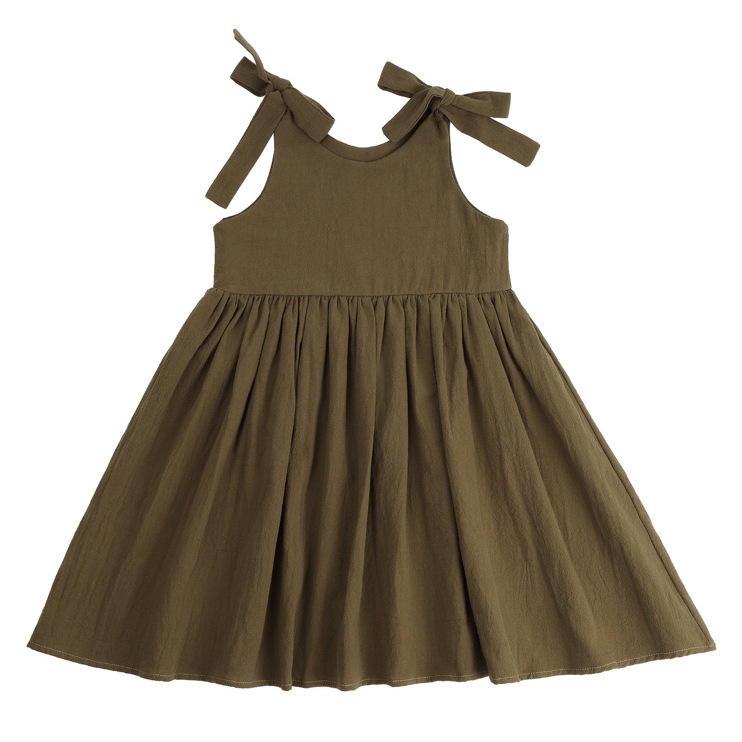 Baby Toddler Girls 100% Cotton Solid Color Slip Dress Cotton and Linen Texture Large Hemline