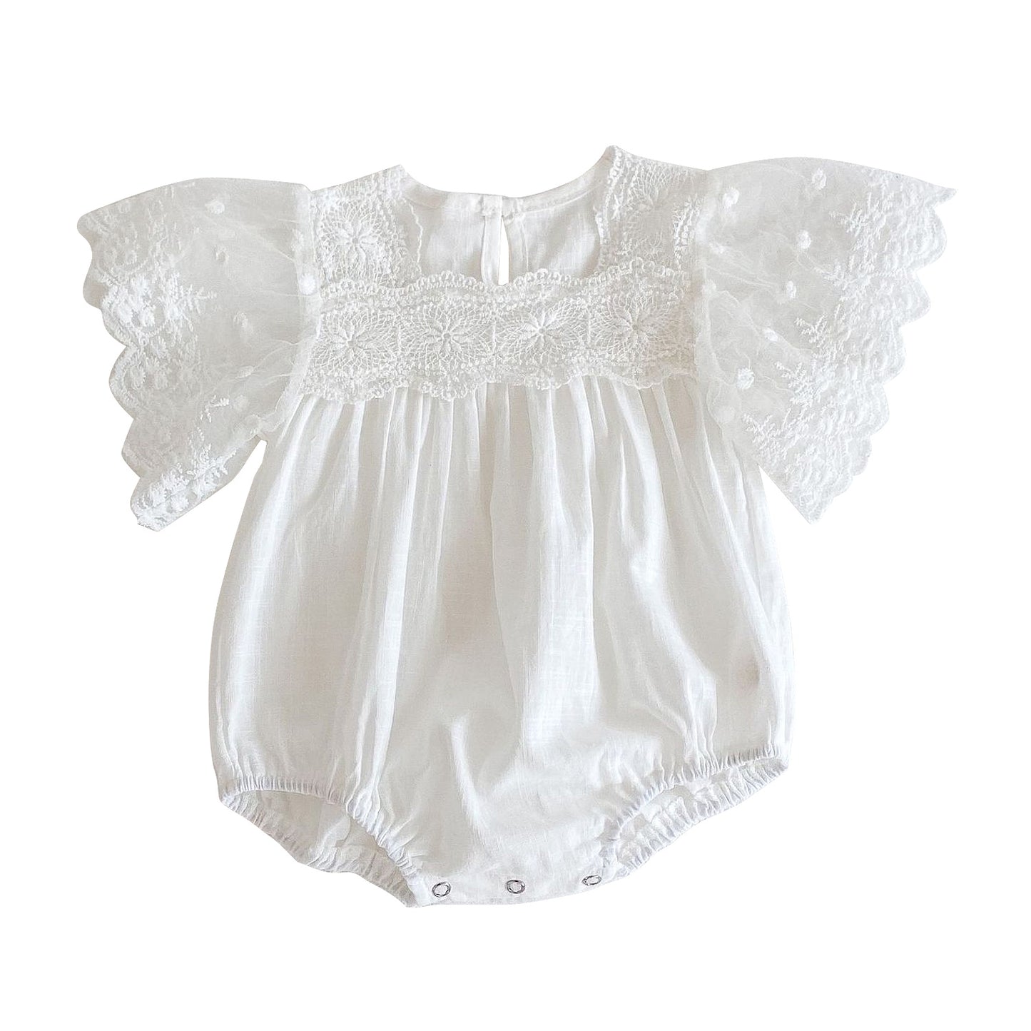 Baby Girls Lace Big Flutter Sleeves Bodysuit