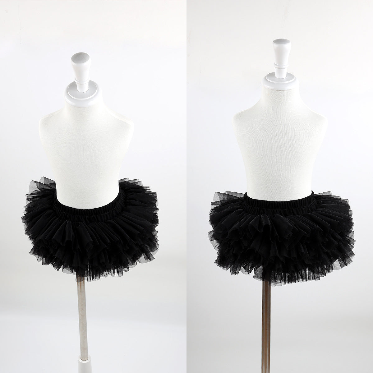 Baby Girls Super Soft Fluffy Black Tutu Skirt and Headband Set with Diaper Cover