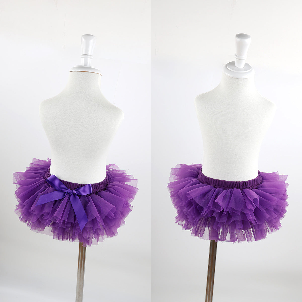 Baby Girls Super Soft Fluffy Purple Tutu Skirt and Headband Set with Diaper Cover