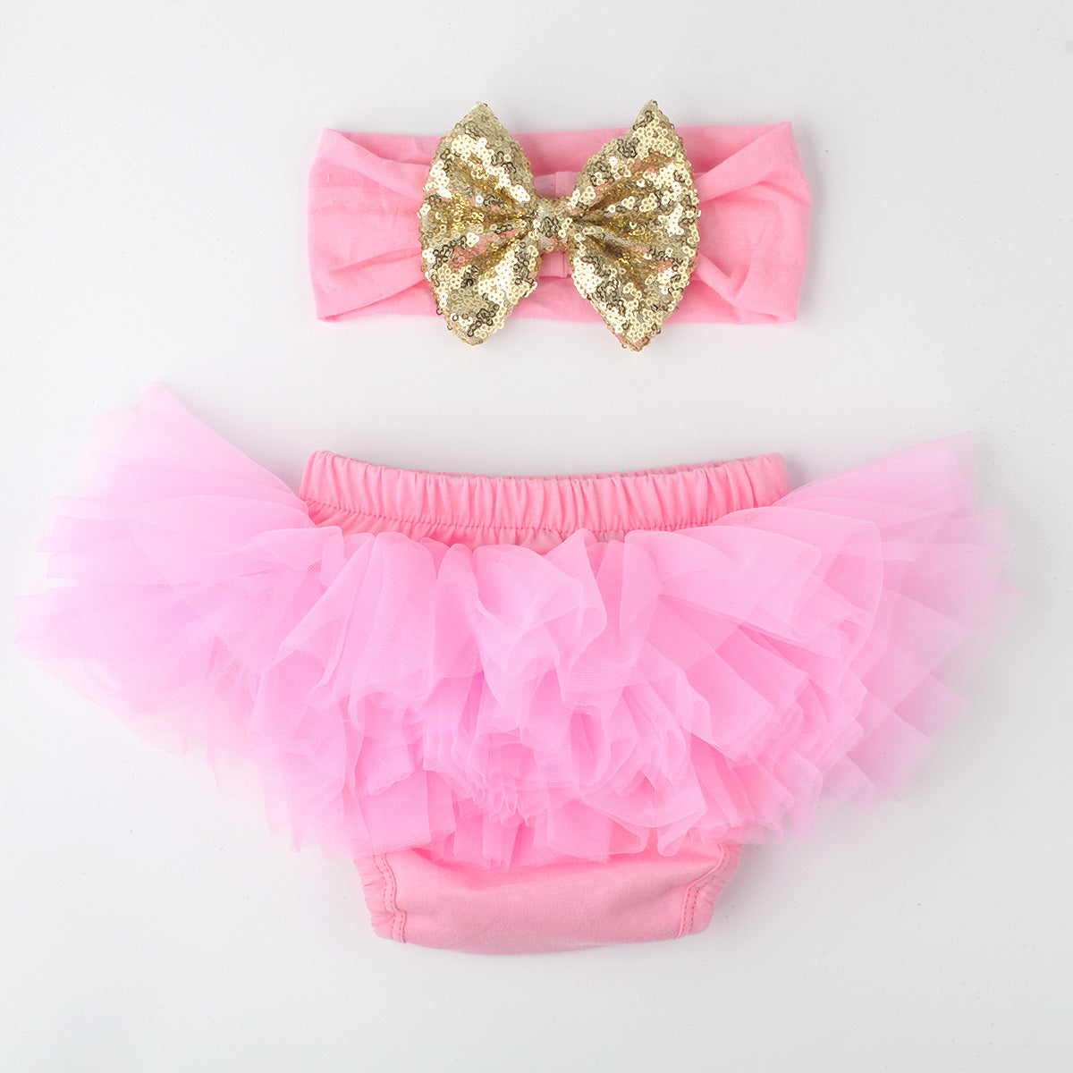 Baby Girls 2PCS Sets Cotton Tulle Sequins Bloomers TUTU and Headband