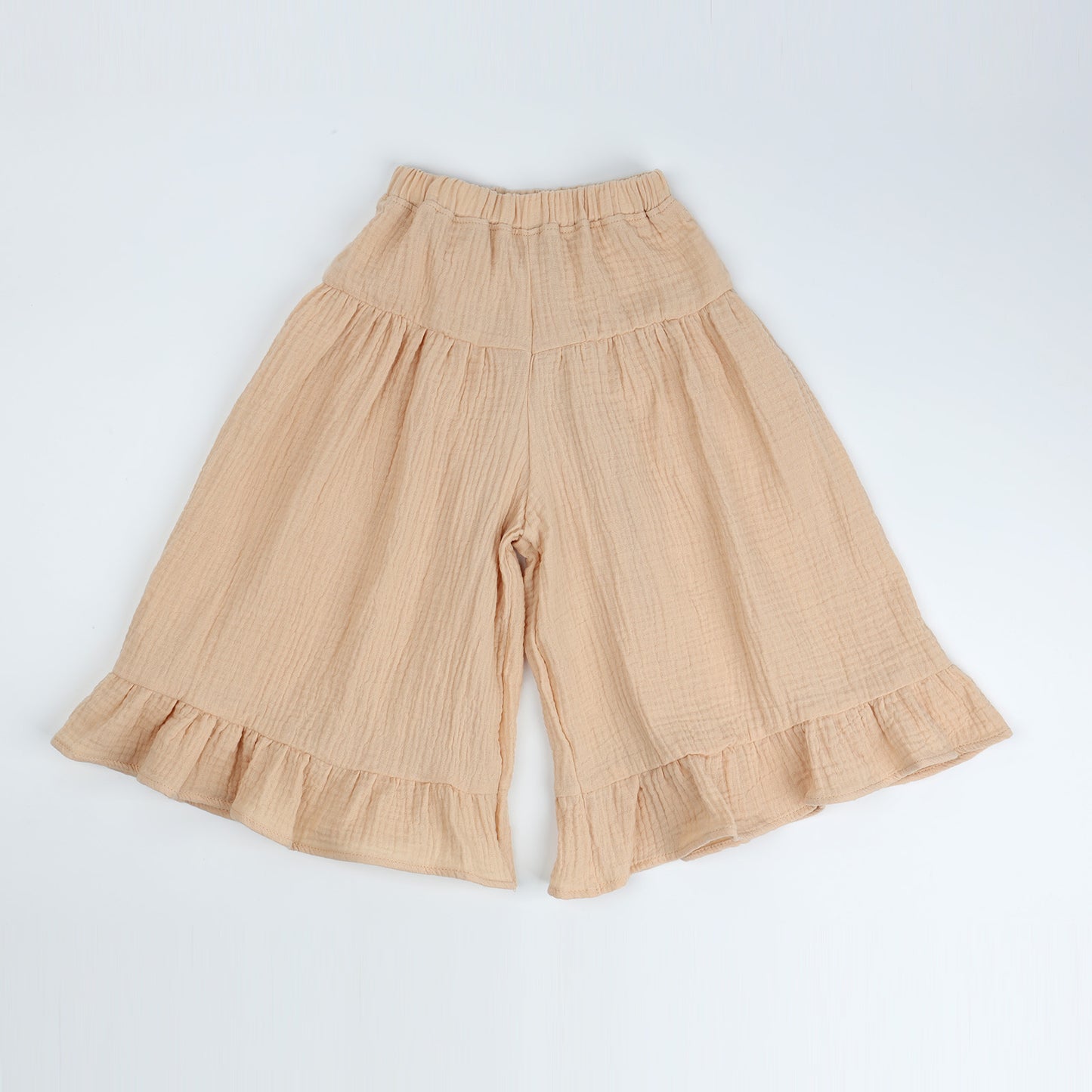 Baby and Little Girls Soft Cotton Gauze Wide Leg Ruffled Pants