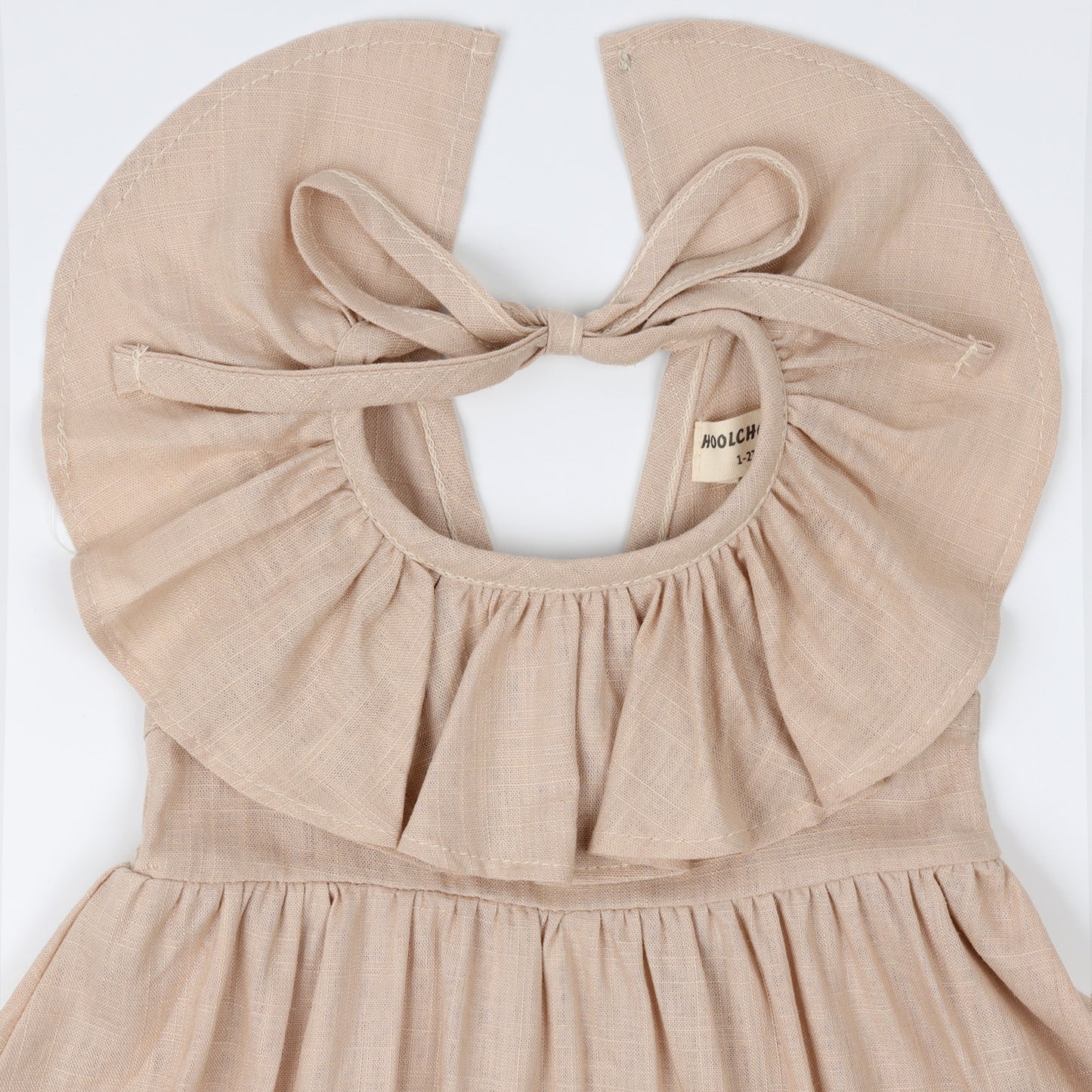 Baby Toddler Girls Plain Cotton Linen Ruffles Long Dress Sleeveless Flounces