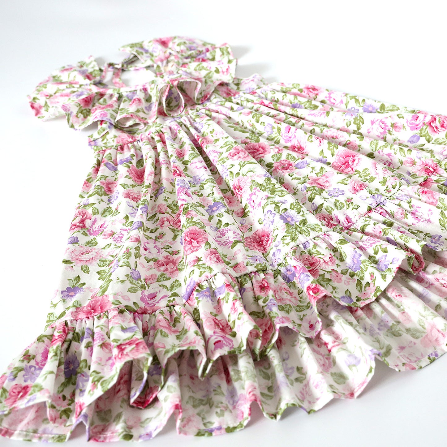 Baby Toddler Girls Cotton Floral Ruffles Long Dress Sleeveless Flounces