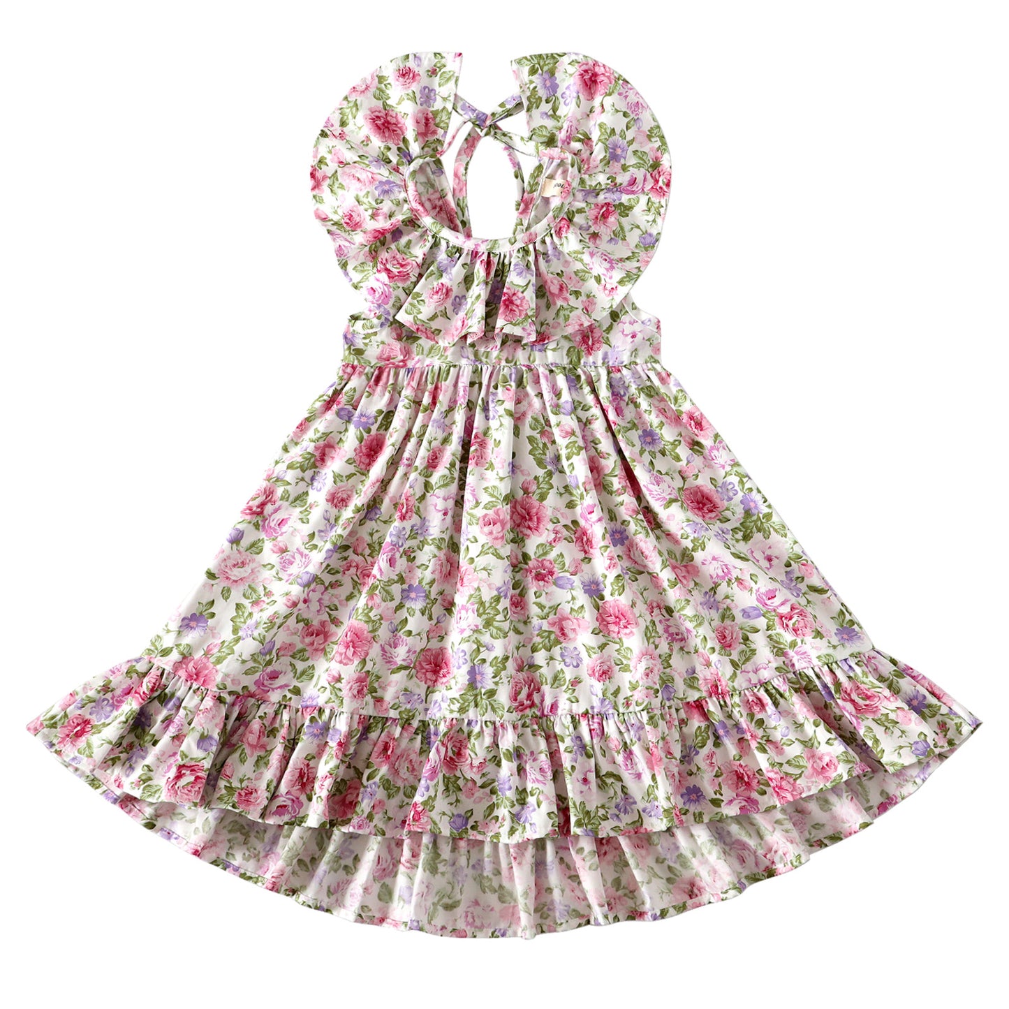 Baby Toddler Girls Cotton Floral Ruffles Long Dress Sleeveless Flounces