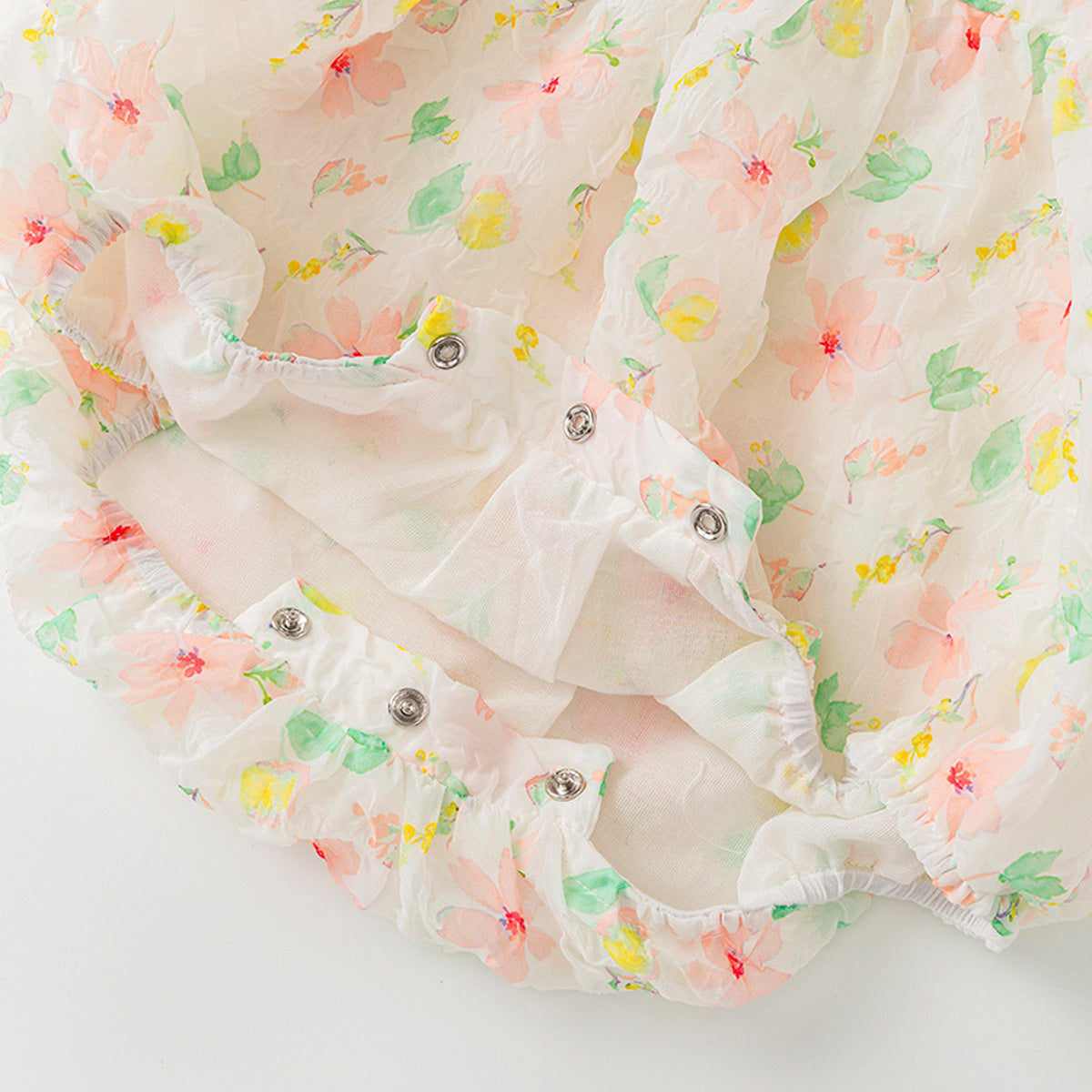 Baby Infant Girls Puff Sleeves Flower Bodysuits with Headband 2PCS Set