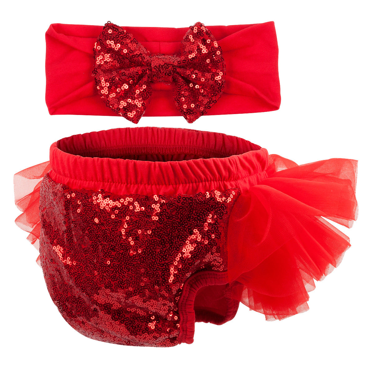 Baby Girls 2PCS Sets Cotton Tulle Sequins Bloomers TUTU and Headband