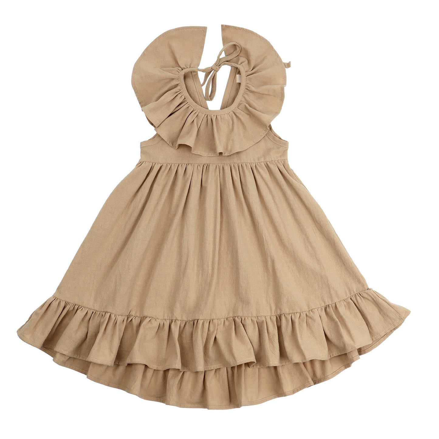 Baby Toddler Girls Cotton Ruffles Long Dress Sleeveless Flounces
