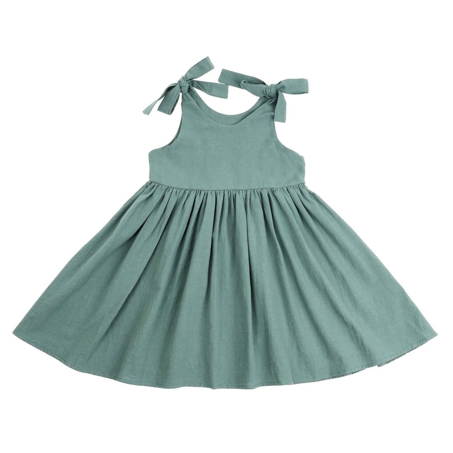 Baby Toddler Girls 100% Cotton Solid Color Slip Dress Cotton and Linen Texture Large Hemline