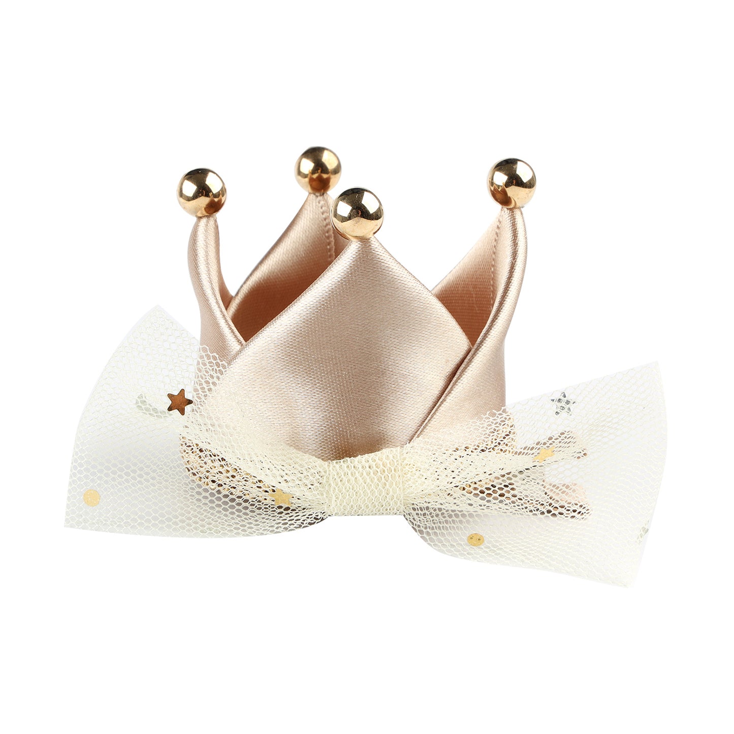 Baby Girls Birthday Party Cloth Crown Headband and Toddler Hair Clip